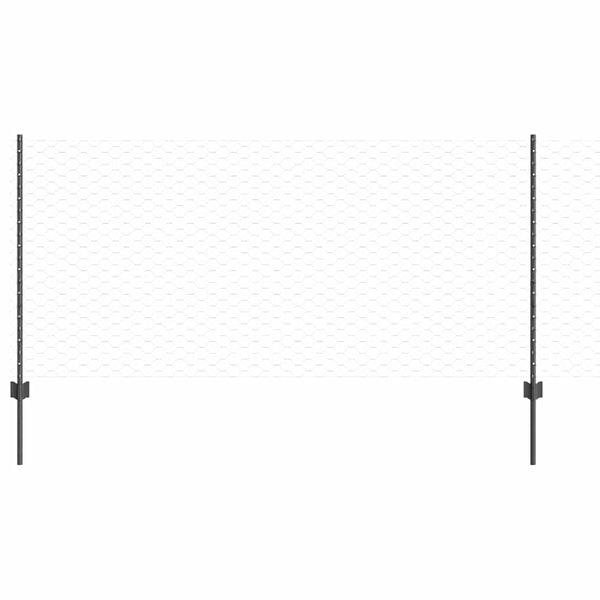 Kuusikulmainen aita pylväällä 10 x 1 m PVC-pinnoitettu teräs