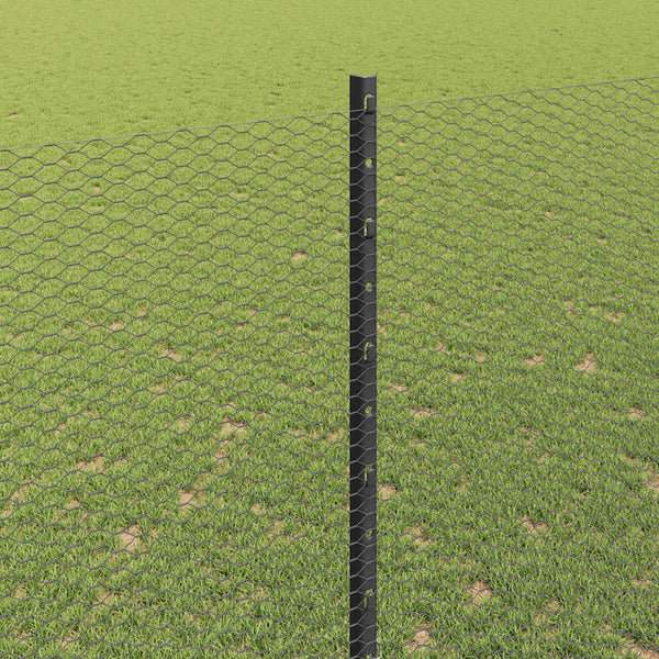 Kuusikulmainen aita pylväällä 10 x 1,5 m PVC-pinnoitettu teräs