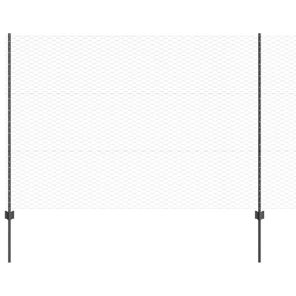 Kuusikulmainen aita pylväällä 10 x 1,5 m PVC-pinnoitettu teräs