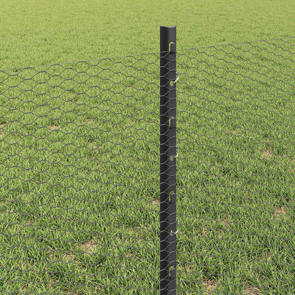 Kuusikulmainen aita pylväällä 25 x 0,6 m PVC-pinnoitettu teräs