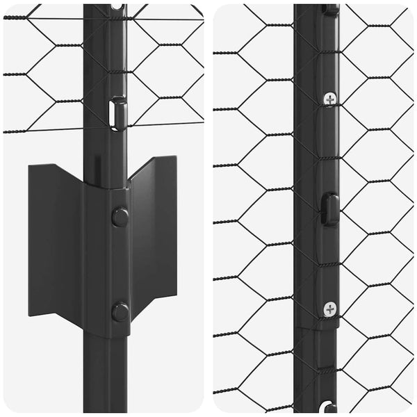Kuusikulmainen aita pylväällä 25 x 1,4 m PVC-pinnoitettu teräs