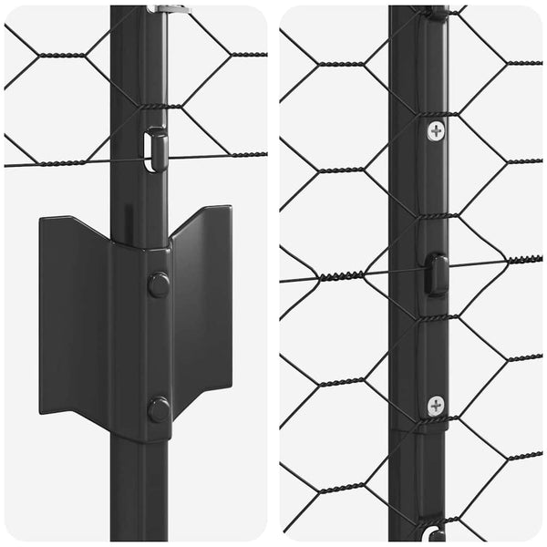 Kuusikulmainen aita pylväällä 25 x 1,4 m PVC-pinnoitettu teräs