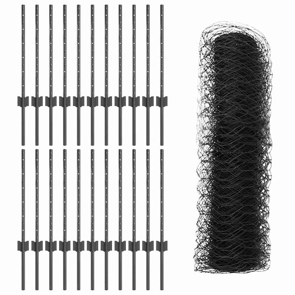 Kuusikulmainen aita pylväällä 50 x 0,5 m PVC-pinnoitettu teräs