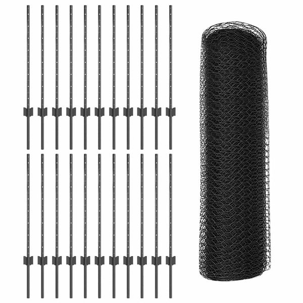 Kuusikulmainen aita pylväällä 50 x 0,8 m PVC-pinnoitettu teräs