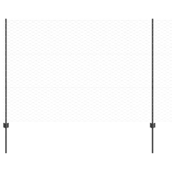 Kuusikulmainen aita pylväällä 50 x 1,5 m PVC-pinnoitettu teräs