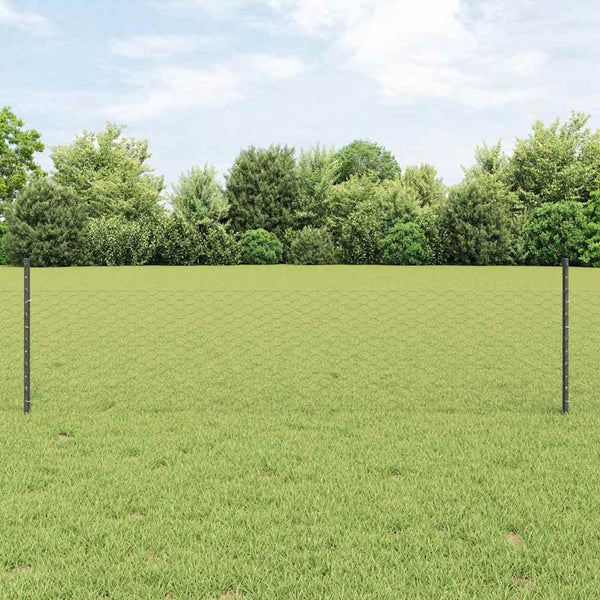 Kuusikulmainen aita pylväällä 100 x 0,5 m PVC-pinnoitettu teräs