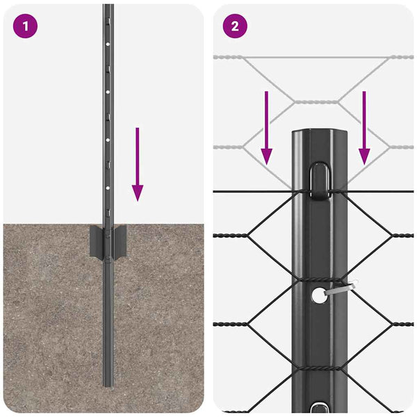 Kuusikulmainen aita pylväällä 100 x 0,5 m PVC-pinnoitettu teräs