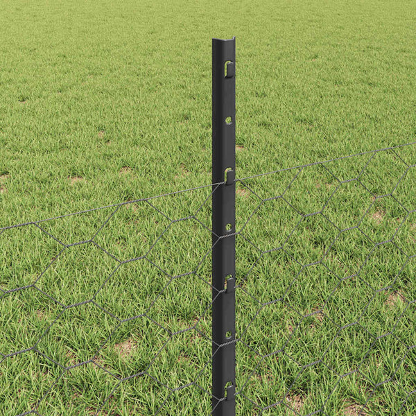 Kuusikulmainen aita pylväällä 100 x 0,5 m PVC-pinnoitettu teräs