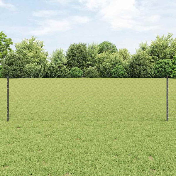 Kuusikulmainen aita pylväällä 100 x 0,6 m PVC-pinnoitettu teräs
