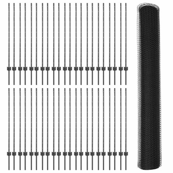 Kuusikulmainen aita pylväällä 100 x 1,2 m PVC-pinnoitettu teräs