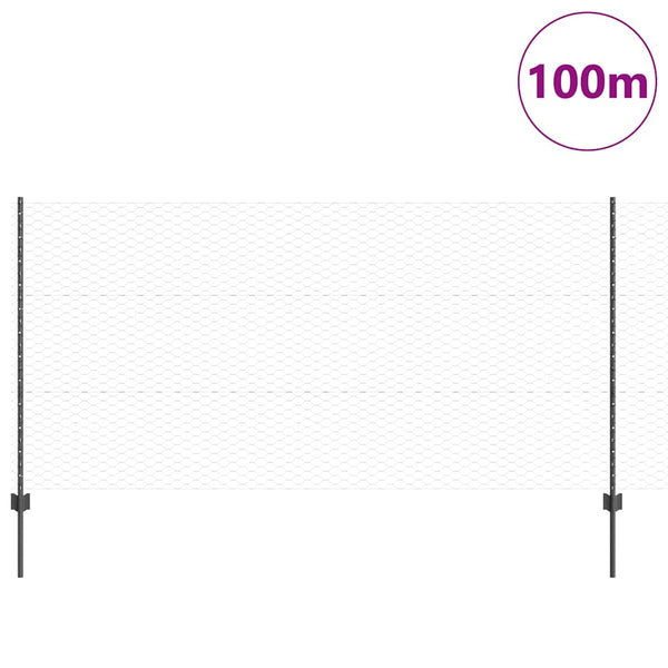 Kuusikulmainen aita pylväällä 100 x 1,2 m PVC-pinnoitettu teräs