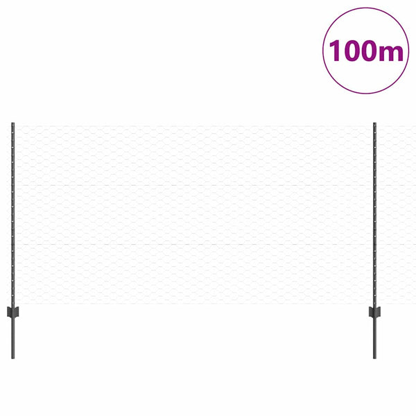 Kuusikulmainen aita pylväällä 100 x 1,2 m PVC-pinnoitettu teräs