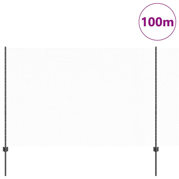 Kuusikulmainen aita pylväällä 100 x 1,6 m PVC-pinnoitettu teräs