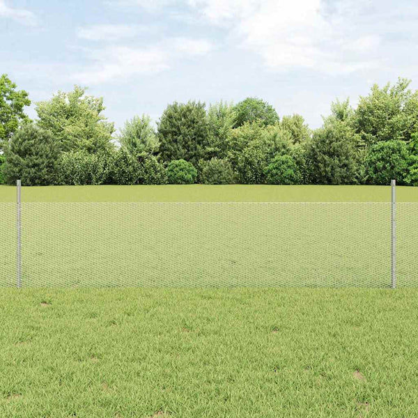 Kuusikulmainen aita pylväällä 10 x 0,5 m Galvanoitu teräs Hopea