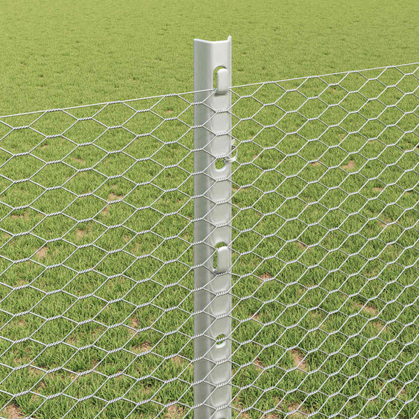 Kuusikulmainen aita pylväällä 10 x 1,2 m Galvanoitu teräs Hopea