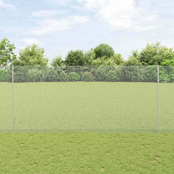 Kuusikulmainen aita pylväällä 10 x 1,4 m Galvanoitu teräs Hopea