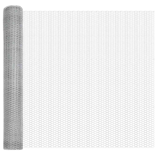 Kuusikulmainen aita pylväällä 10 x 1,4 m Galvanoitu teräs Hopea