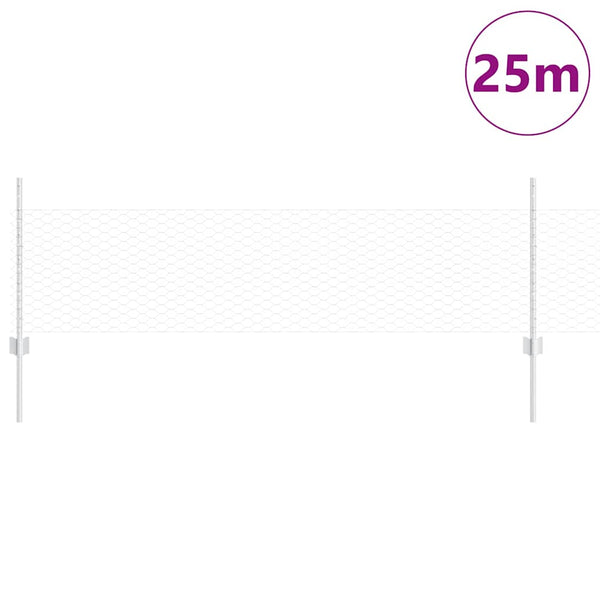 Kuusikulmainen aita pylväällä 25 x 0,5 m Galvanoitu teräs Hopea