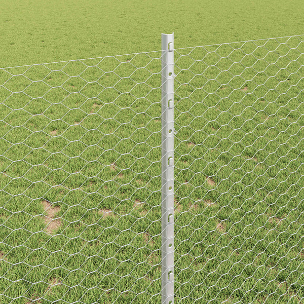 Kuusikulmainen aita pylväällä 25 x 1 m Galvanoitu teräs Hopea