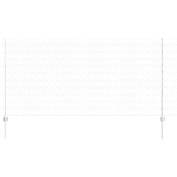 Kuusikulmainen aita pylväällä 25 x 1,2 m Galvanoitu teräs Hopea