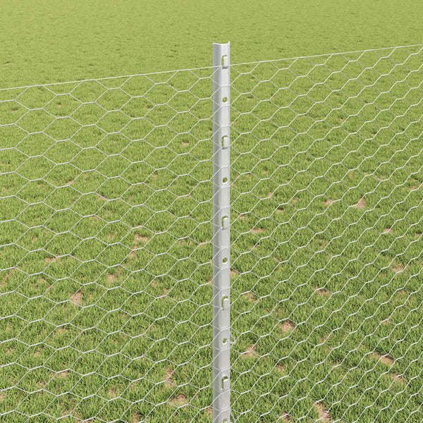 Kuusikulmainen aita pylväällä 25 x 1,4 m Galvanoitu teräs Hopea