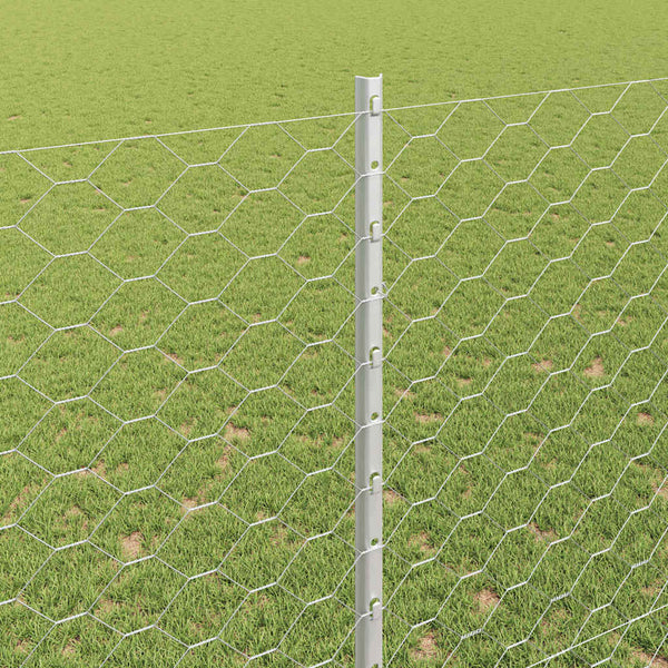 Kuusikulmainen aita pylväällä 25 x 1,5 m Galvanoitu teräs Hopea