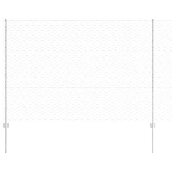 Kuusikulmainen aita pylväällä 25 x 1,5 m Galvanoitu teräs Hopea