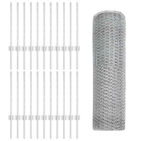 Kuusikulmainen aita pylväällä 50 x 0,5 m Galvanoitu teräs Hopea