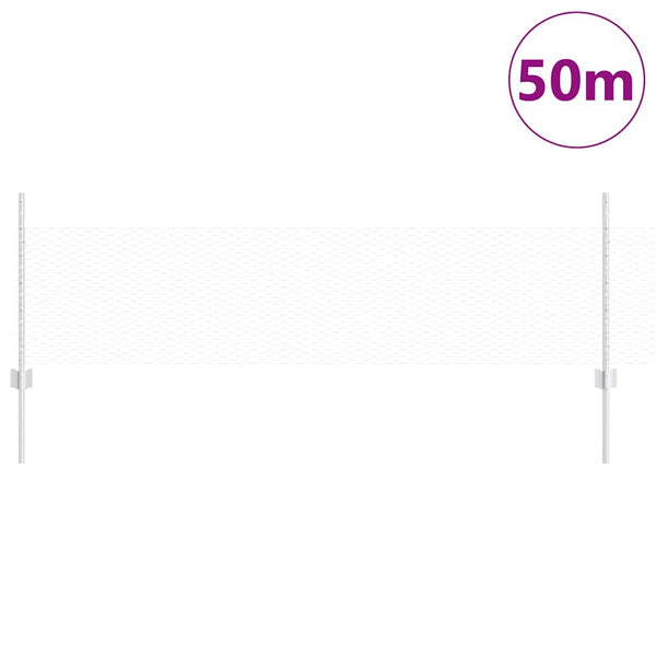 Kuusikulmainen aita pylväällä 50 x 0,5 m Galvanoitu teräs Hopea