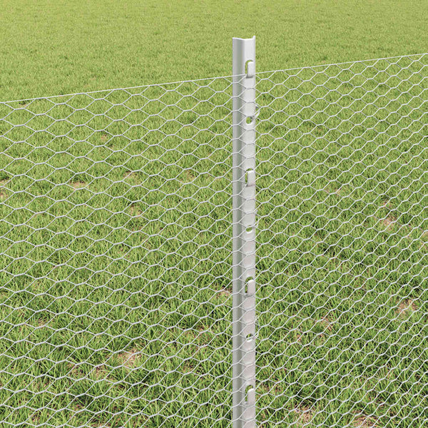 Kuusikulmainen aita pylväällä 50 x 0,6 m Galvanoitu teräs Hopea
