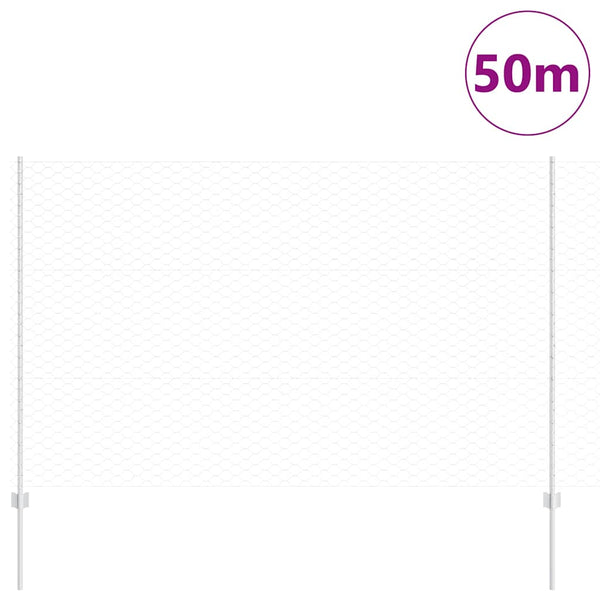 Kuusikulmainen aita pylväällä 50 x 1,5 m Galvanoitu teräs Hopea
