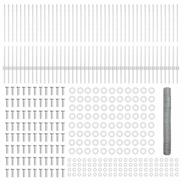 Kuusikulmainen aita pylväällä 100 x 1 m Galvanoitu teräs Hopea