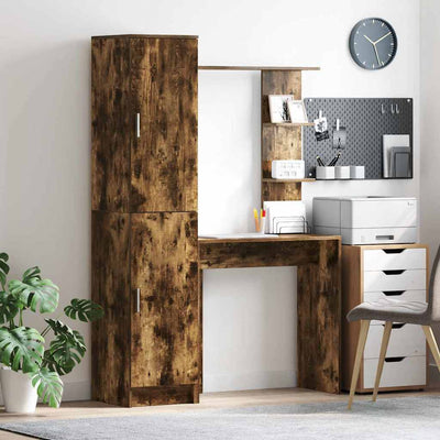 Pöytä säilytyksellä 2 pcs Savupähkinä 78.5 x 37 x 154.5 cm