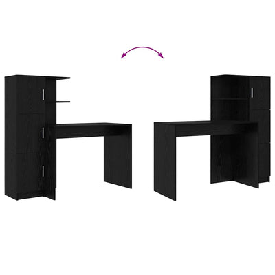 Pöytä säilytyksellä ovella 2 pcs Musta tammi 102 x 50 x 124 cm