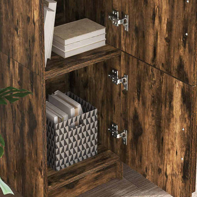 Pöytä säilytyksellä ovella 2 pcs Savupähkinä 102 x 50 x 124 cm