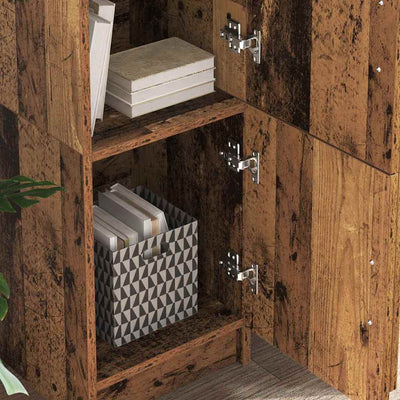 Pöytä säilytyksellä hyllyllä 2 pcs Vanha Puu 102 x 50 x 124 cm