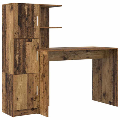 Pöytä säilytyksellä hyllyllä 2 pcs Vanha Puu 102 x 50 x 124 cm