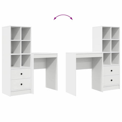 Pöytä säilytyksellä hyllyllä 2 pcs Valkoinen 45.5 x 34 x 127 cm