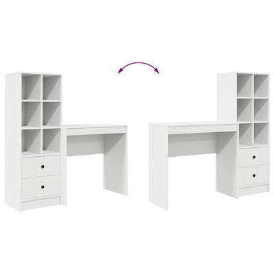 Pöytä säilytyksellä hyllyllä 2 pcs Valkoinen 80 x 40 x 76 cm