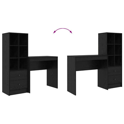 Pöytä säilytyksellä hyllyllä 2 pcs Musta tammi 80 x 40 x 76 cm