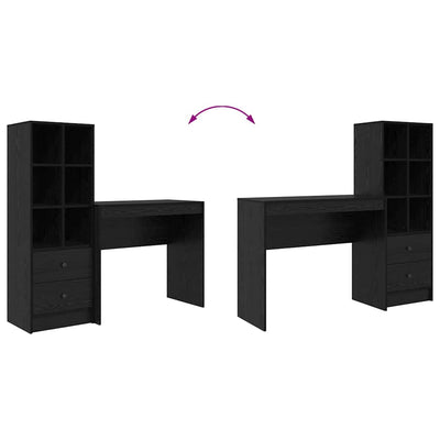 Pöytä säilytyksellä hyllyllä 2 pcs Musta tammi 90 x 40 x 76 cm