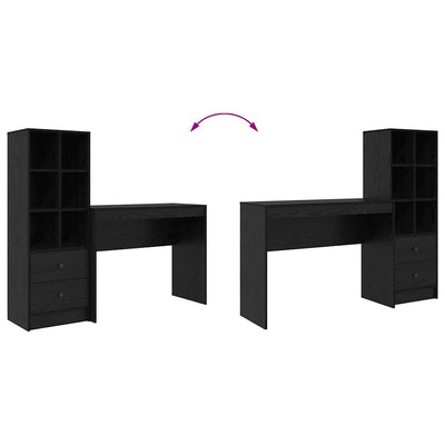 Pöytä säilytyksellä hyllyllä 2 pcs Musta tammi 100 x 40 x 76 cm