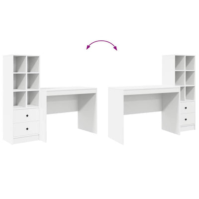 Pöytä säilytyksellä hyllyllä 2 pcs Valkoinen 100 x 50 x 76 cm
