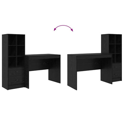 Pöytä säilytyksellä hyllyllä 2 pcs Musta tammi 100 x 50 x 76 cm