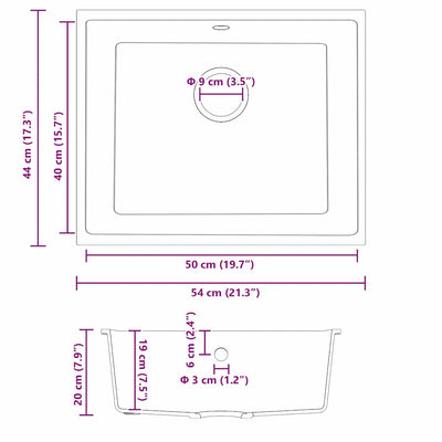 Keittiöallas Harmaa 54 x 44 x 20 cm Graniitti
