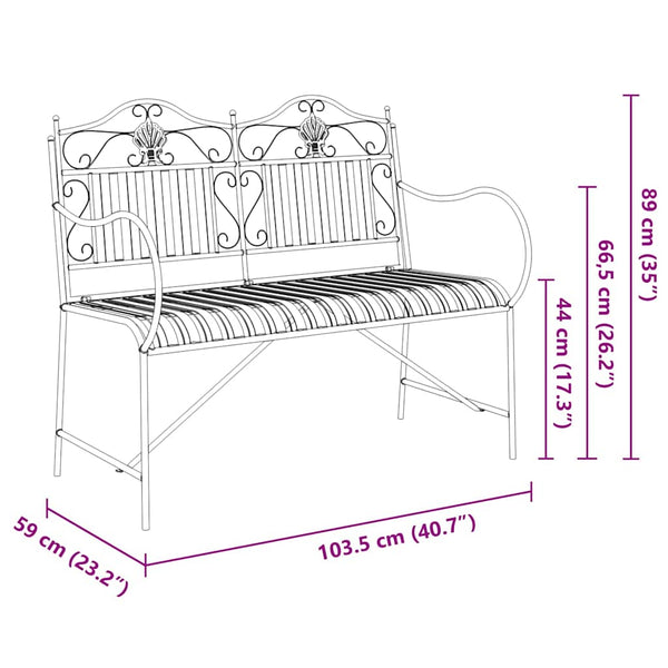 Puutarhapenkki 2 -Seater 103,5 x 59 x 89 cm Teräs