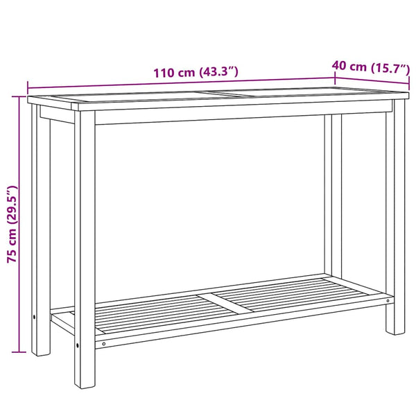 Konsolipöytä säilytystilassa Ruskea 110 x 40 x 75 cm Tiikkipuu