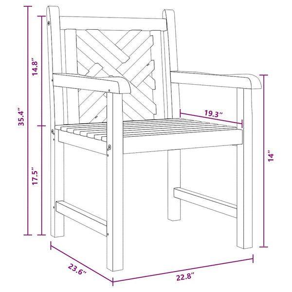 Puutarhatuolit 2 pcs Ruskea 58 x 60 x 90 cm Täysi tiikki