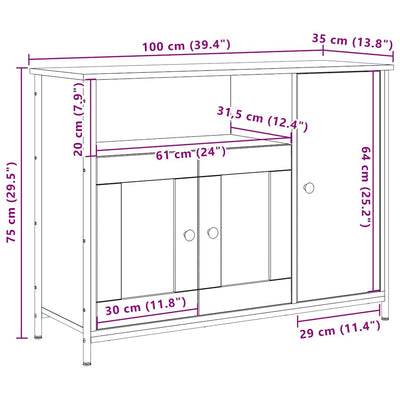 Vanha puu sivupöytä Tsighehana 100x35x75cm (puinen)