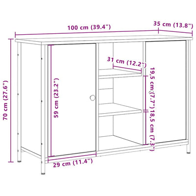 Sivupöytä Bailey 100x35x70cm (vanha puu, puinen)